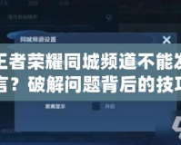 王者榮耀同城頻道不能發(fā)言？破解問(wèn)題背后的技巧與原因分析