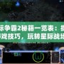 星際爭(zhēng)霸2秘籍一覽表：提升游戲技巧，玩轉(zhuǎn)星際戰(zhàn)場(chǎng)！