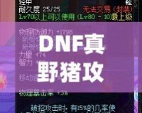 DNF真野豬攻略講解——輕松擊敗野豬王，帶你暢游地下城！