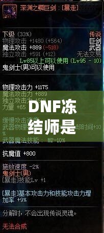 DNF凍結(jié)師是靠力量還是攻擊？解析職業(yè)選擇與屬性加點(diǎn)