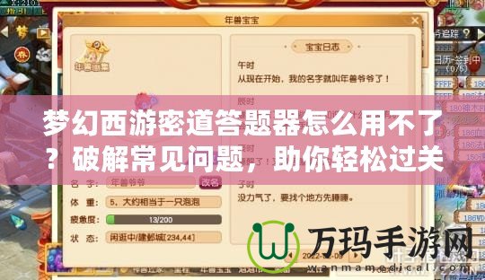 夢幻西游密道答題器怎么用不了？破解常見問題，助你輕松過關(guān)！