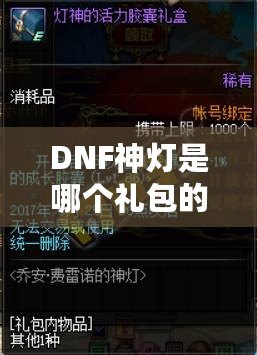 DNF神燈是哪個禮包的？探索《地下城與勇士》最新神燈禮包的驚喜與價值