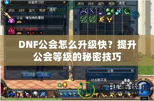 DNF公會怎么升級快？提升公會等級的秘密技巧