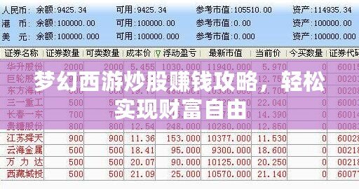 夢(mèng)幻西游炒股賺錢攻略，輕松實(shí)現(xiàn)財(cái)富自由