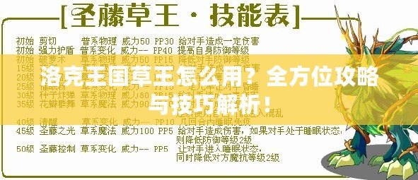 洛克王國草王怎么用？全方位攻略與技巧解析！