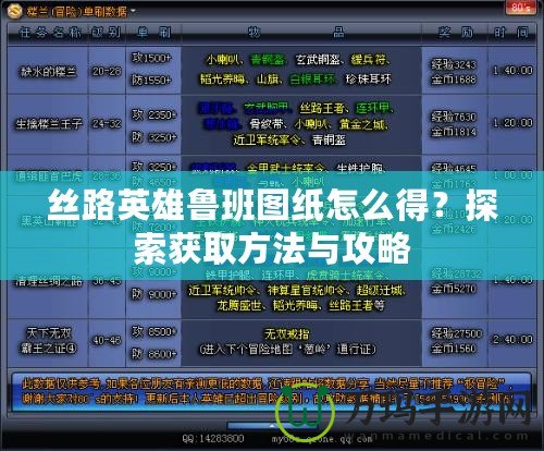 絲路英雄魯班圖紙怎么得？探索獲取方法與攻略