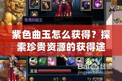 紫色曲玉怎么獲得？探索珍貴資源的獲得途徑與技巧